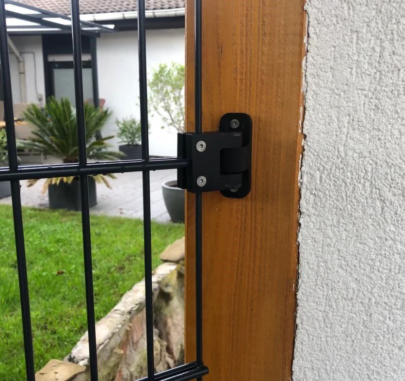 Scharnier für Doppelstabmatten (Montage an Pfosten / Hauswand: Typ A)