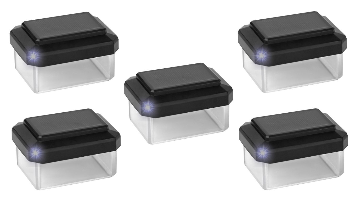Ambiente-Leuchte LED mit Solar für Pfosten 60x40mm - 5 Stück im Set