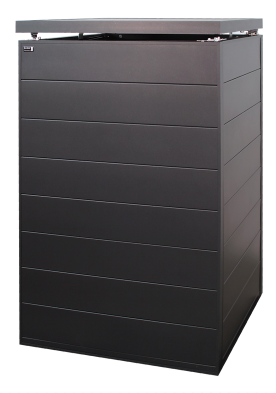 Aluminium-Mülltonnenbox Style 240 Liter mit Rückwand und Automatik-Öffner