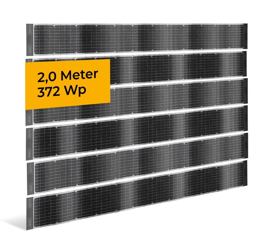 6 Stück Sunflex-Solarstreifen Länge 200cm für Doppelstabmattenzaun