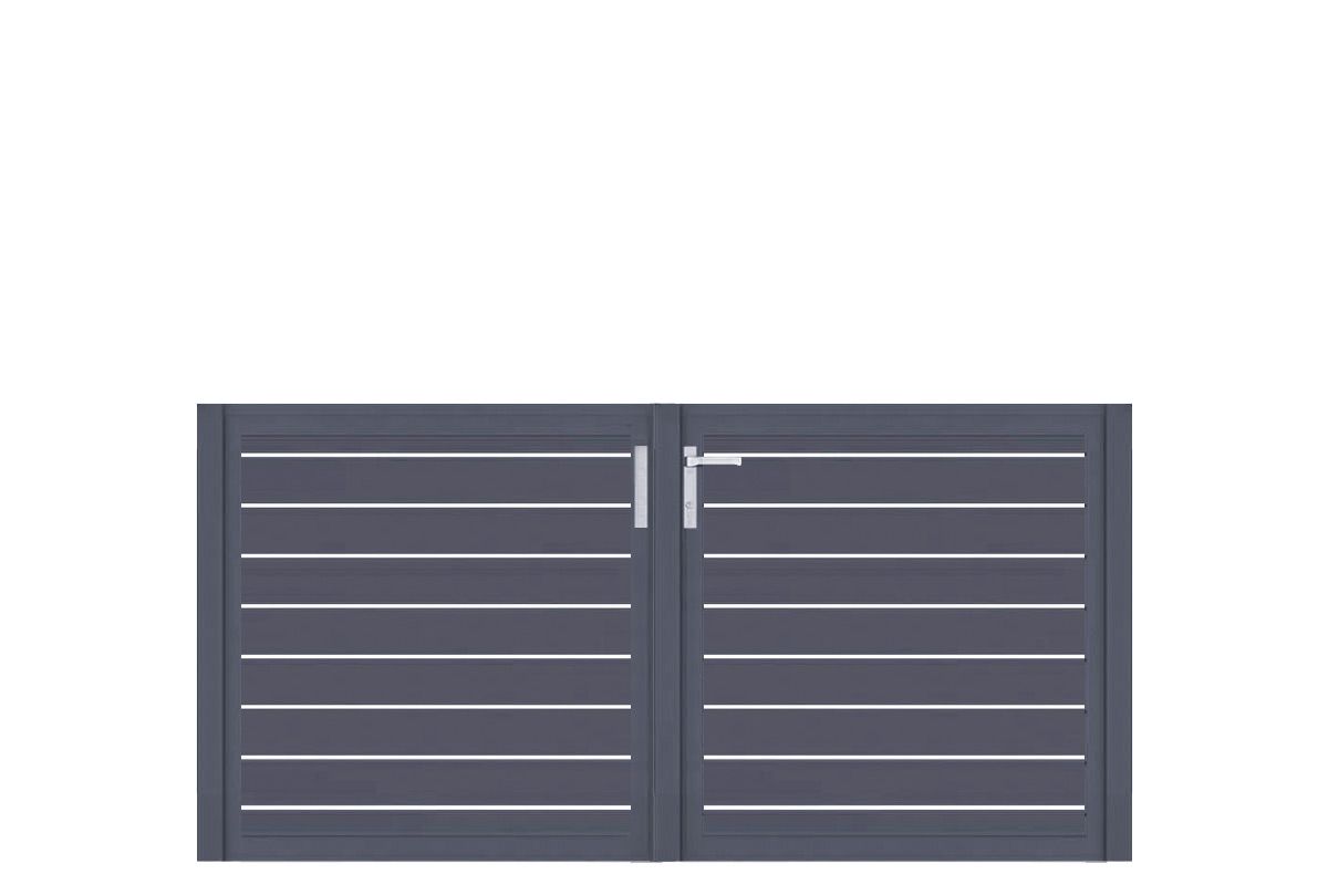 Aluminium Doppeltor Vidal Line 100 - Höhe 100cm, Breite 204cm (Teilung symmetrisch 102+102cm) inkl. Torpfosten – Bild 1