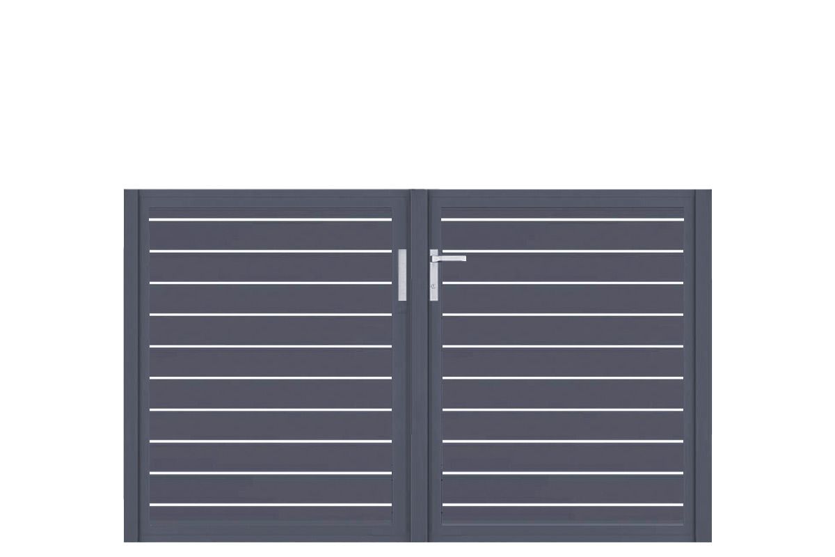 Aluminium Doppeltor Vidal Line 100 - Höhe 120cm, Breite 204cm (Teilung symmetrisch 102+102cm) inkl. Torpfosten – Bild 1