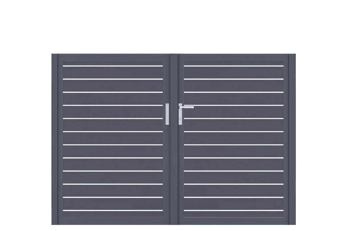 Aluminium Doppeltor Vidal Line 100 - Höhe 140cm, Breite 204cm (Teilung symmetrisch 102+102cm) inkl. Torpfosten – Bild 1