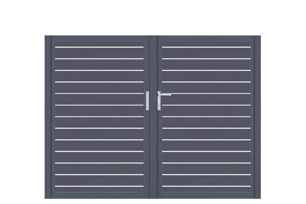 Aluminium Doppeltor Vidal Line 100 - Höhe 160cm, Breite 204cm (Teilung symmetrisch 102+102cm) inkl. Torpfosten – Bild 1