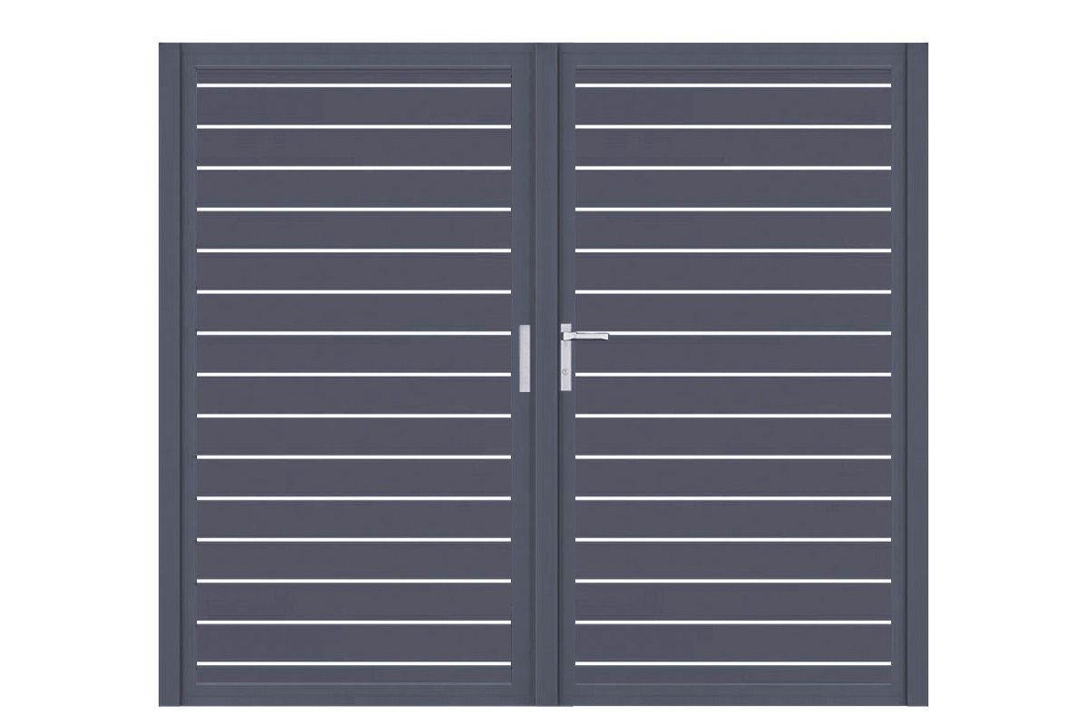 Aluminium Doppeltor Vidal Line 100 - Höhe 180cm, Breite 204cm (Teilung symmetrisch 102+102cm) inkl. Torpfosten – Bild 1