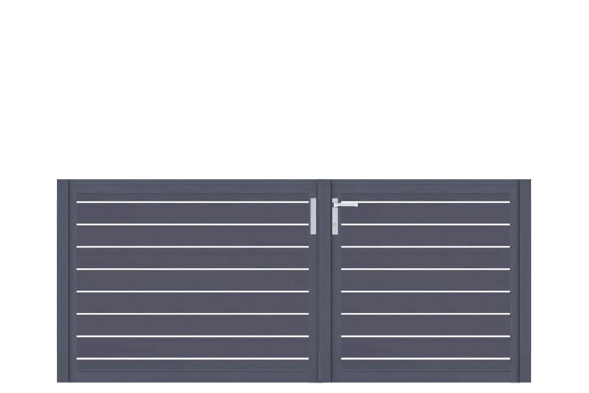 Aluminium Doppeltor Vidal Line 100 - Höhe 100cm, Breite 233cm (Teilung asymmetrisch 102+131cm) inkl. Torpfosten – Bild 1