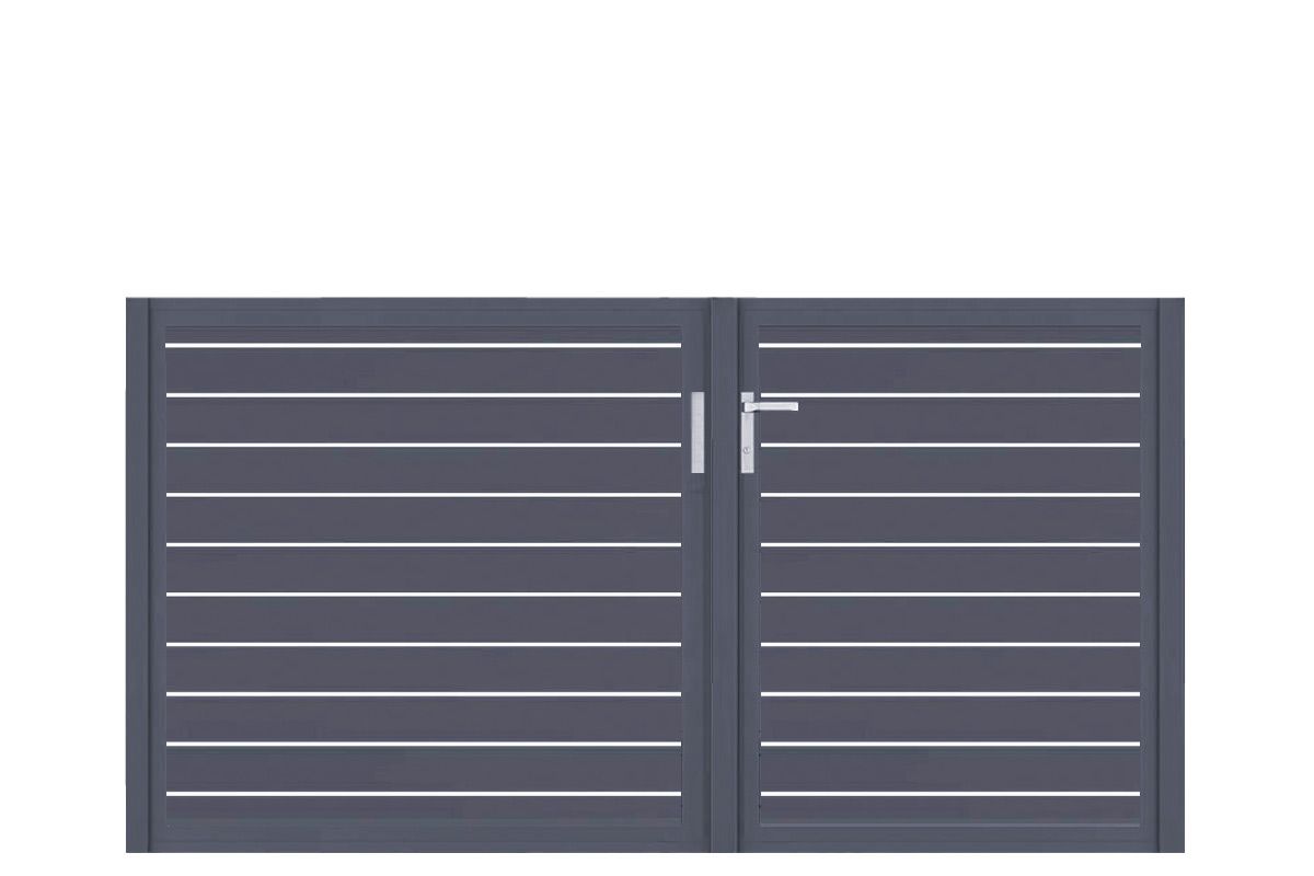 Aluminium Doppeltor Vidal Line 100 - Höhe 120cm, Breite 233cm (Teilung asymmetrisch 102+131cm) inkl. Torpfosten – Bild 1