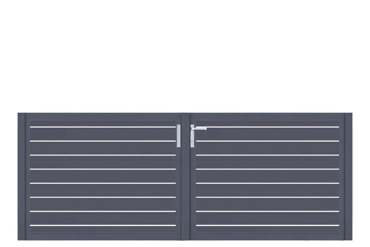 Aluminium Doppeltor Vidal Line 100 - Höhe 100cm, Breite 262cm (Teilung symmetrisch 131+131cm) inkl. Torpfosten – Bild 1