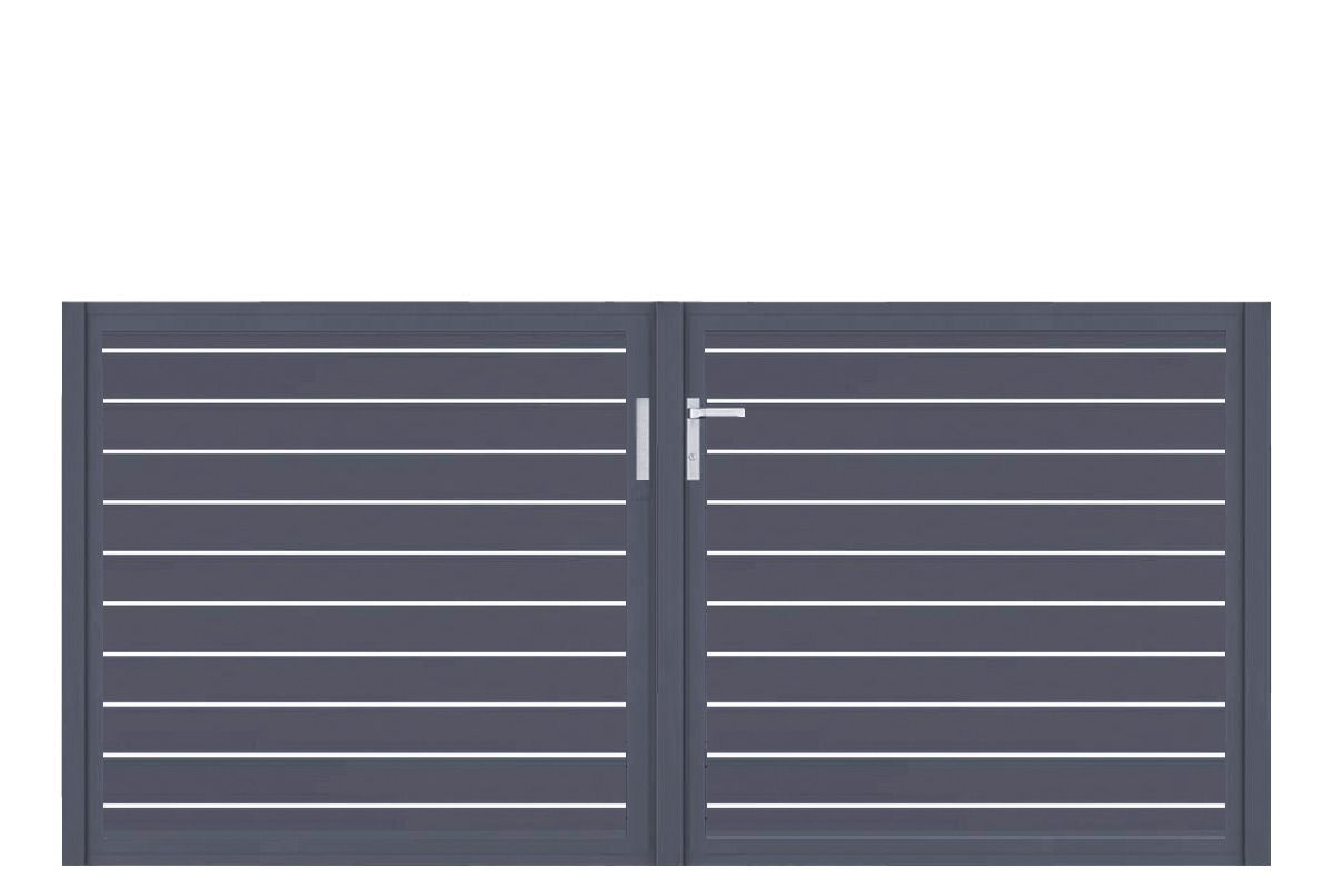 Aluminium Doppeltor Vidal Line 100 - Höhe 120cm, Breite 262cm (Teilung symmetrisch 131+131cm) inkl. Torpfosten – Bild 1