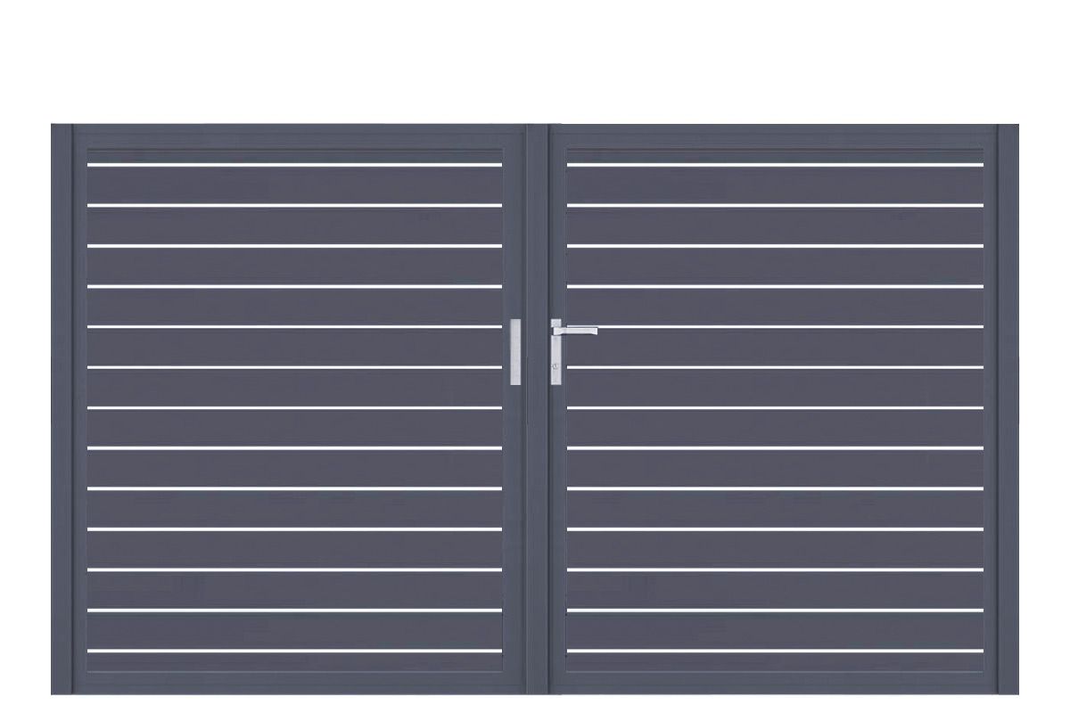 Aluminium Doppeltor Vidal Line 100 - Höhe 160cm, Breite 262cm (Teilung symmetrisch 131+131cm) inkl. Torpfosten – Bild 1