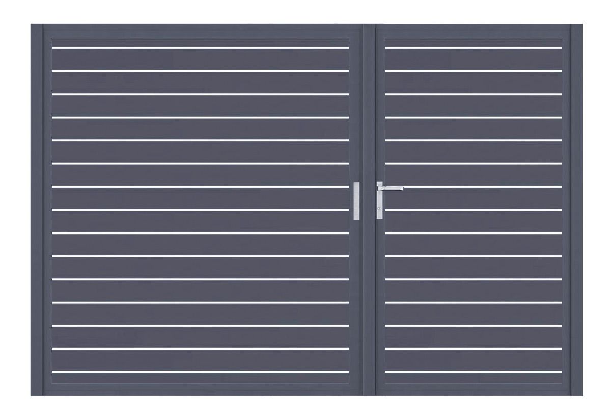 Aluminium Doppeltor Vidal Line 100 - Höhe 180cm, Breite 262cm (Teilung asymmetrisch 102+160cm) inkl. Torpfosten – Bild 1