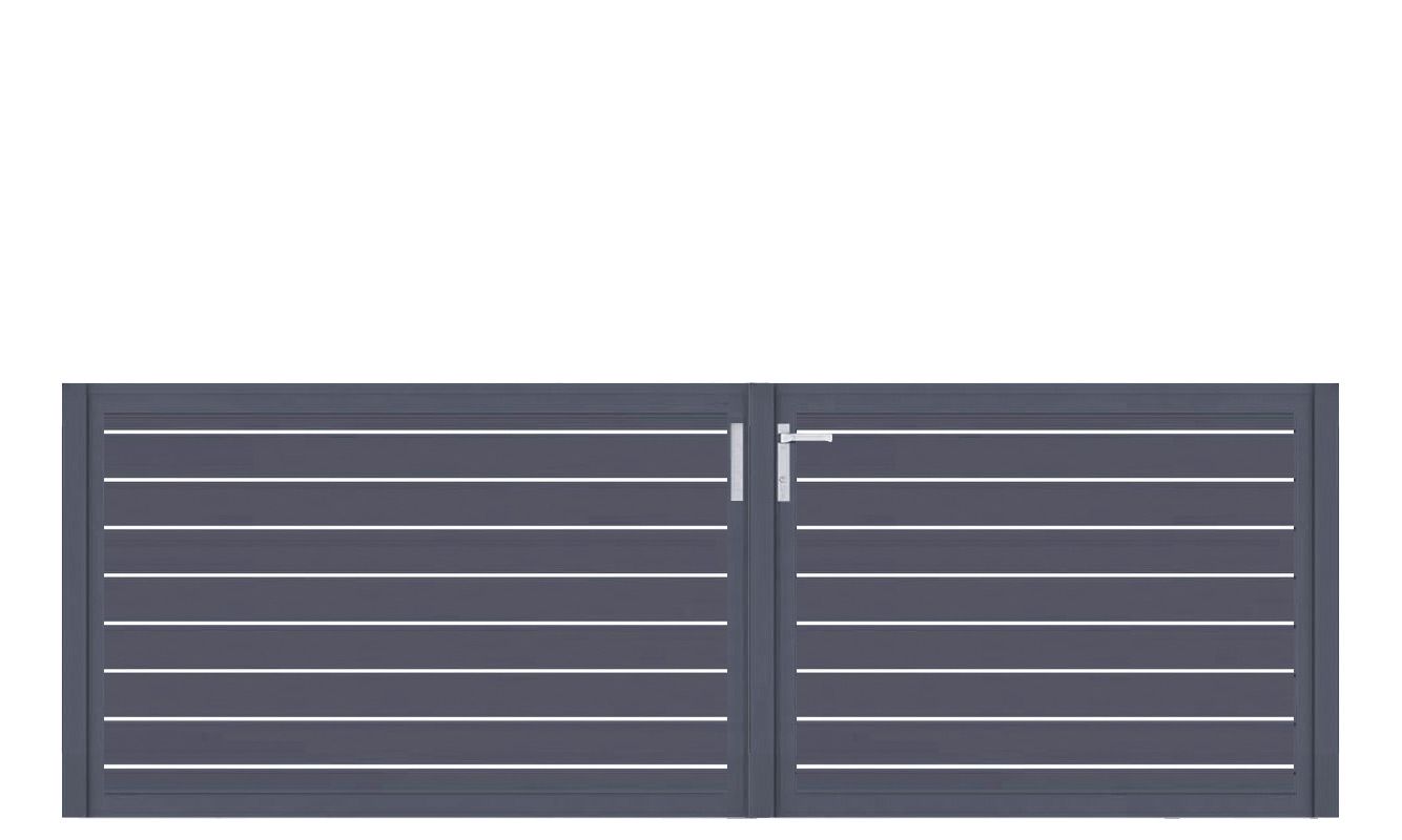 Aluminium Doppeltor Vidal Line 100 - Höhe 100cm, Breite 291cm (Teilung asymmetrisch 131+160cm) inkl. Torpfosten – Bild 1