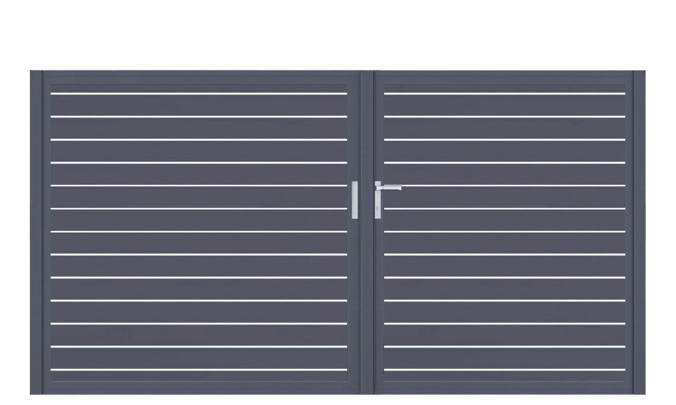Aluminium Doppeltor Vidal Line 100 - Höhe 160cm, Breite 291cm (Teilung asymmetrisch 131+160cm) inkl. Torpfosten – Bild 1
