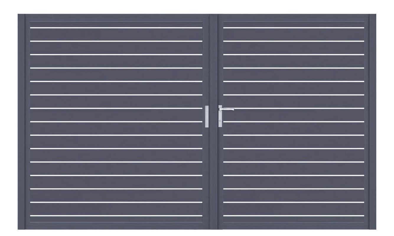Aluminium Doppeltor Vidal Line 100 - Höhe 180cm, Breite 291cm (Teilung asymmetrisch 131+160cm) inkl. Torpfosten – Bild 1