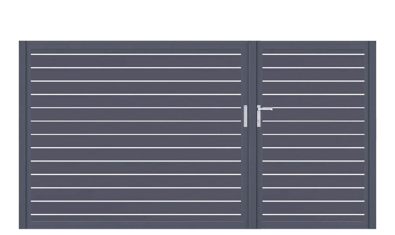 Aluminium Doppeltor Vidal Line 100 - Höhe 160cm, Breite 291cm (Teilung asymmetrisch 102+189cm) inkl. Torpfosten – Bild 1