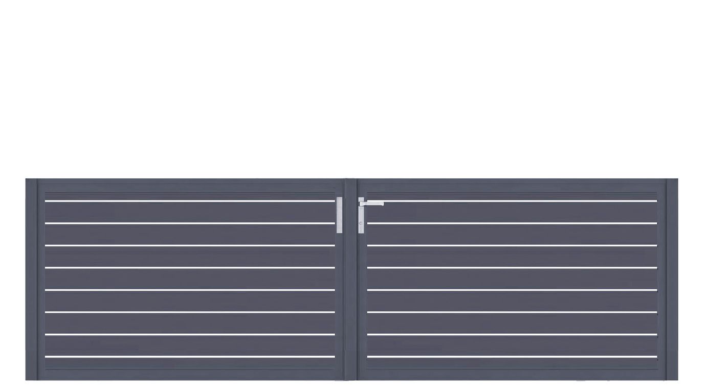 Aluminium Doppeltor Vidal Line 100 - Höhe 100cm, Breite 320cm (Teilung symmetrisch 160+160cm) inkl. Torpfosten – Bild 1