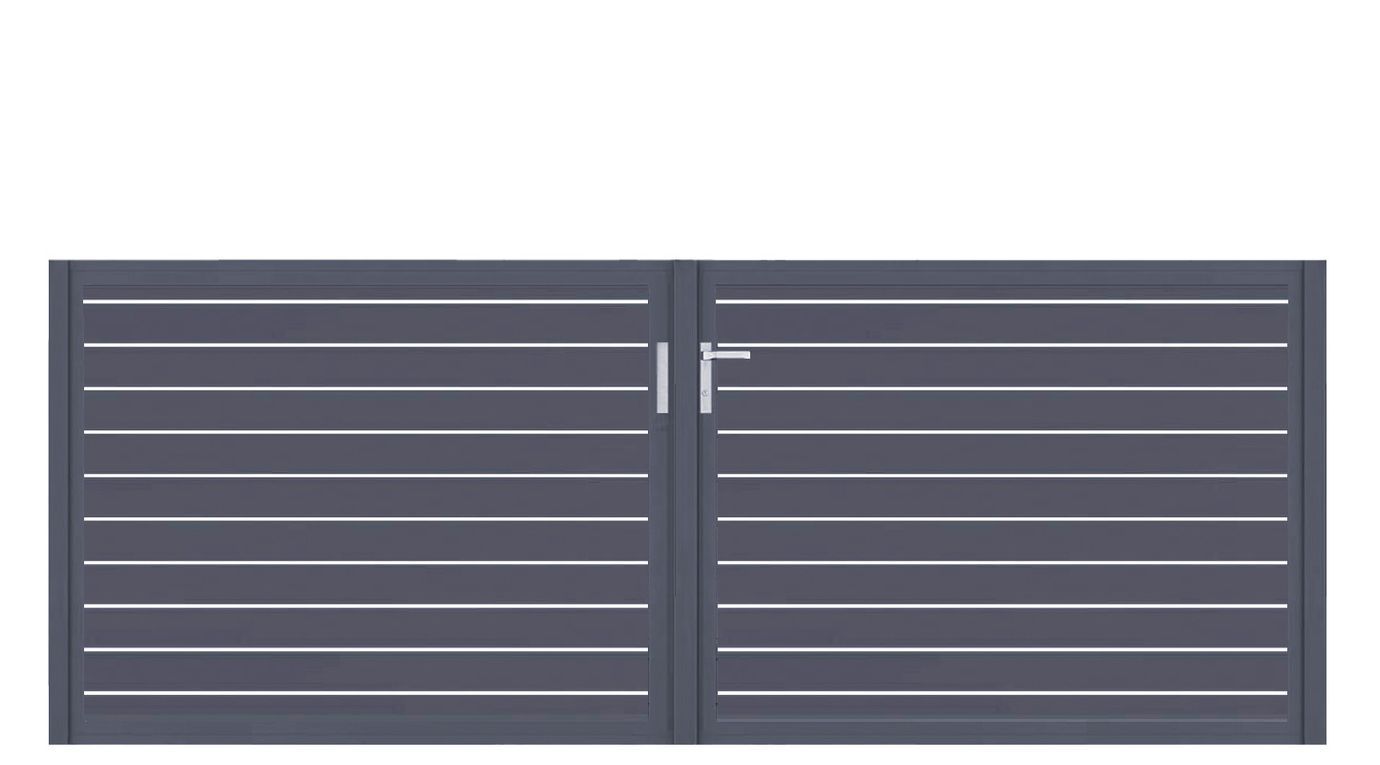 Aluminium Doppeltor Vidal Line 100 - Höhe 120cm, Breite 320cm (Teilung symmetrisch 160+160cm) inkl. Torpfosten – Bild 1