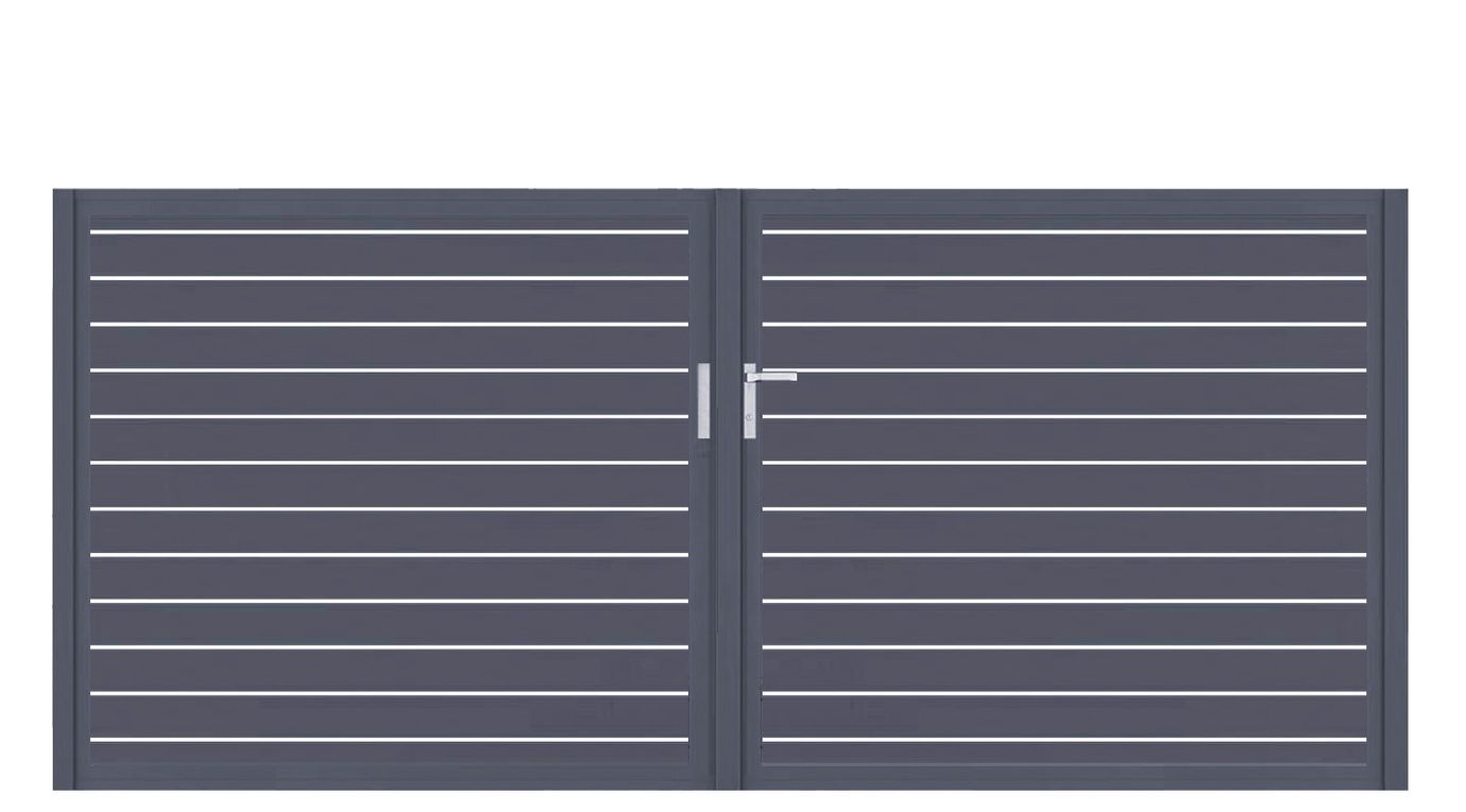 Aluminium Doppeltor Vidal Line 100 - Höhe 140cm, Breite 320cm (Teilung symmetrisch 160+160cm) inkl. Torpfosten – Bild 1