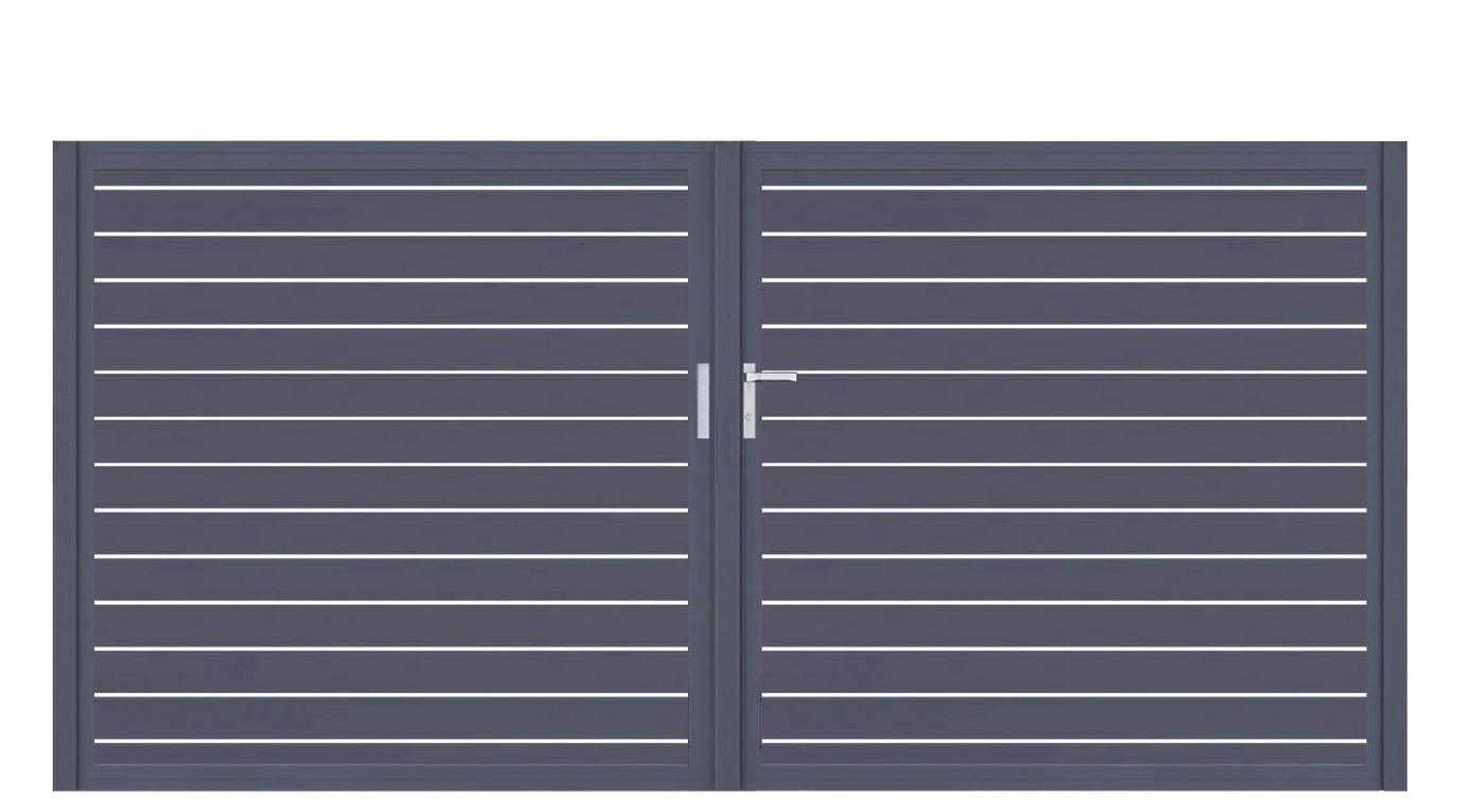 Aluminium Doppeltor Vidal Line 100 - Höhe 160cm, Breite 320cm (Teilung symmetrisch 160+160cm) inkl. Torpfosten – Bild 1