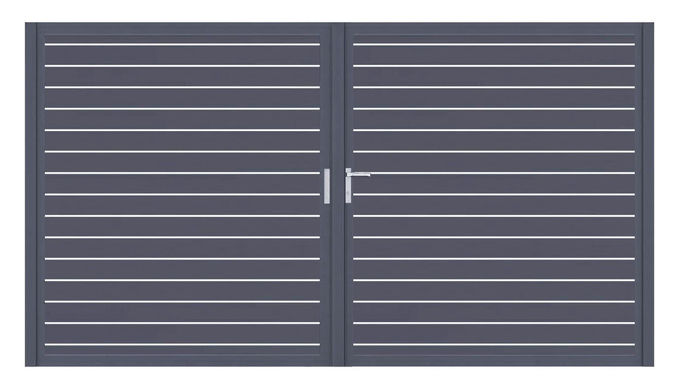 Aluminium Doppeltor Vidal Line 100 - Höhe 180cm, Breite 320cm (Teilung symmetrisch 160+160cm) inkl. Torpfosten – Bild 1