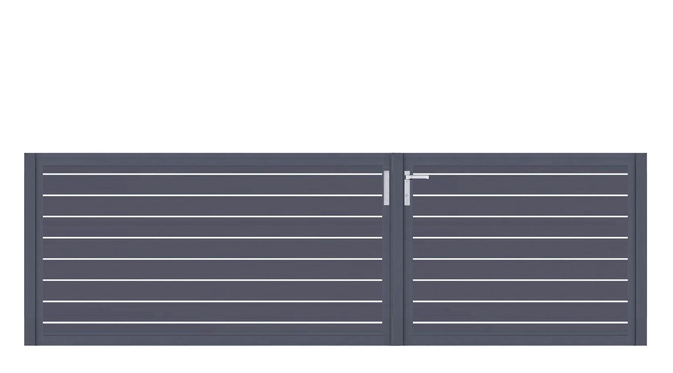 Aluminium Doppeltor Vidal Line 100 - Höhe 100cm, Breite 320cm (Teilung asymmetrisch 131+189cm) inkl. Torpfosten – Bild 1