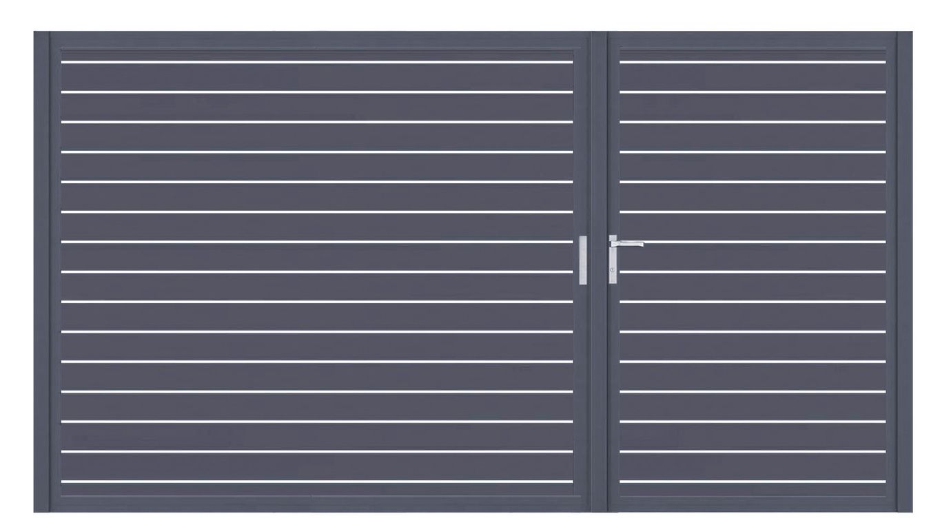 Aluminium Doppeltor Vidal Line 100 - Höhe 180cm, Breite 320cm (Teilung asymmetrisch 131+189cm) inkl. Torpfosten – Bild 1