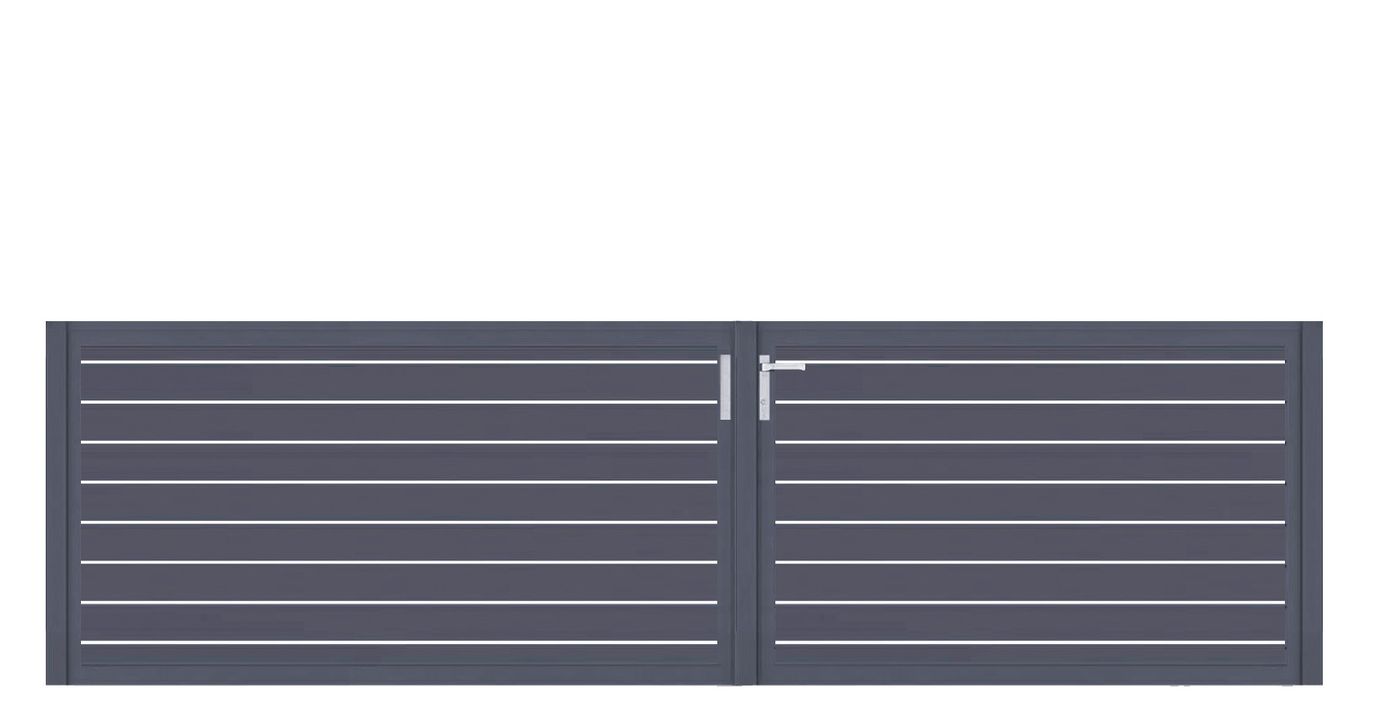 Aluminium Doppeltor Vidal Line 100 - Höhe 100cm, Breite 349cm (Teilung asymmetrisch 160+189cm) inkl. Torpfosten – Bild 1