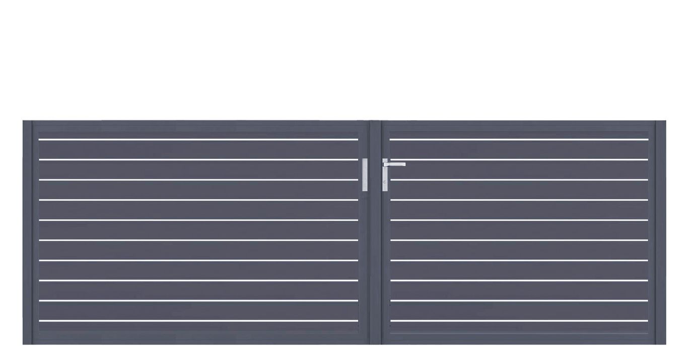 Aluminium Doppeltor Vidal Line 100 - Höhe 120cm, Breite 320cm (Teilung asymmetrisch 131+189cm) inkl. Torpfosten – Bild 1