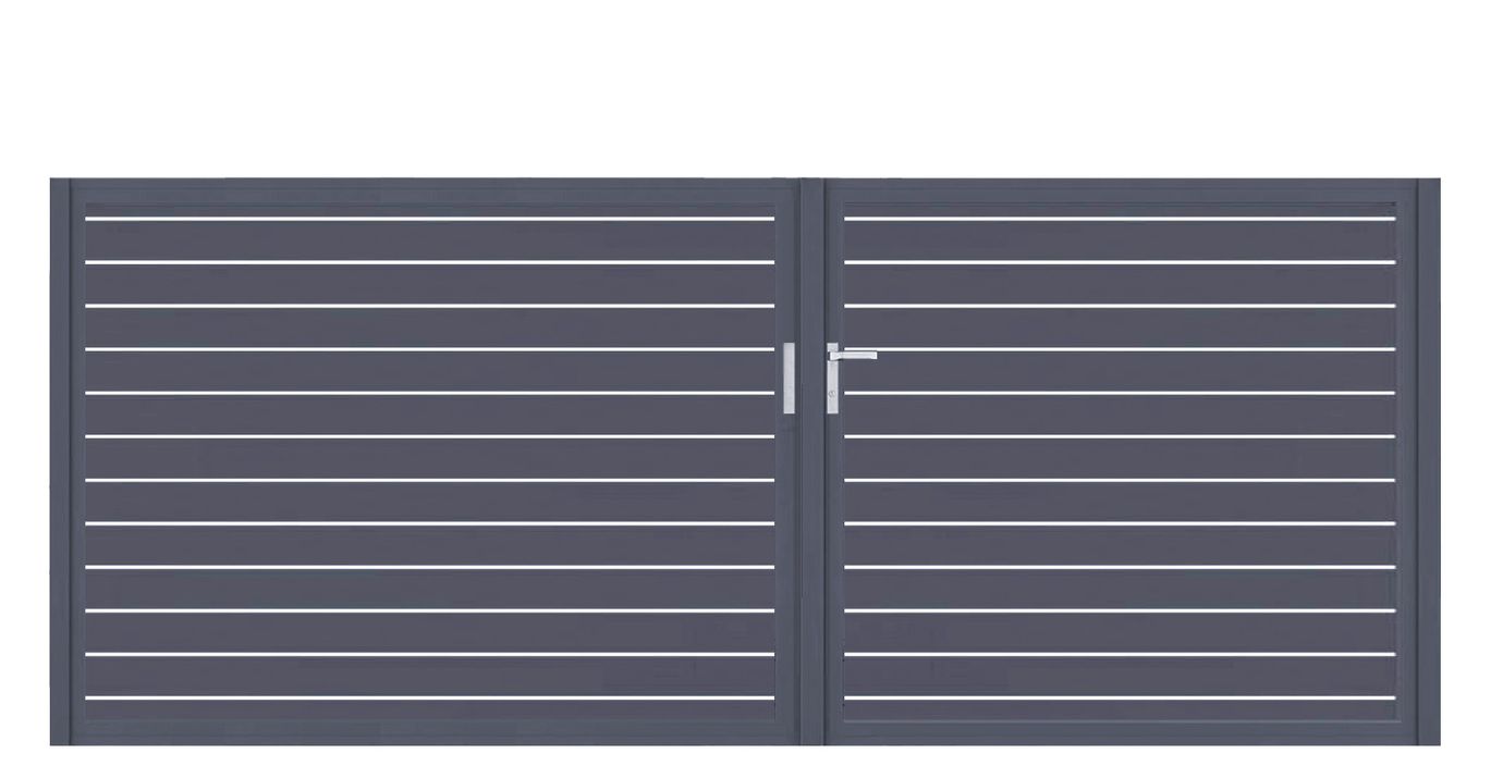Aluminium Doppeltor Vidal Line 100 - Höhe 140cm, Breite 349cm (Teilung asymmetrisch 160+189cm) inkl. Torpfosten – Bild 1