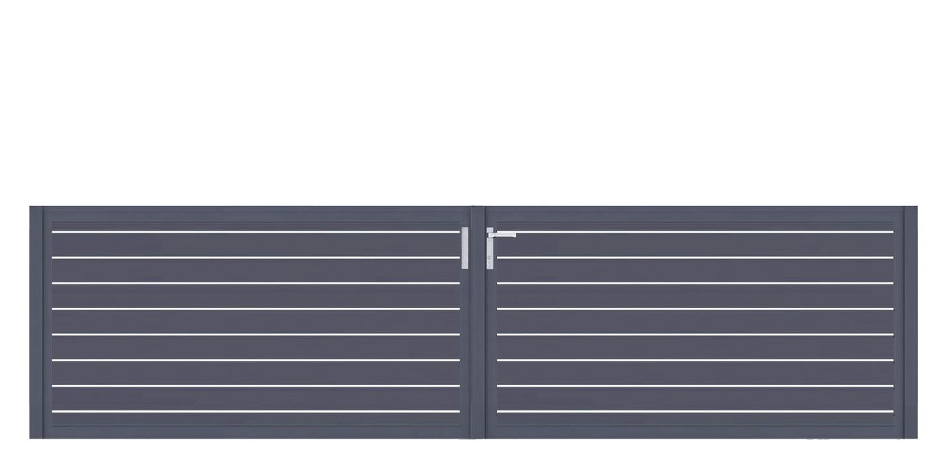 Aluminium Doppeltor Vidal Line 100 - Höhe 100cm, Breite 378cm (Teilung symmetrisch 189+189cm) inkl. Torpfosten – Bild 1