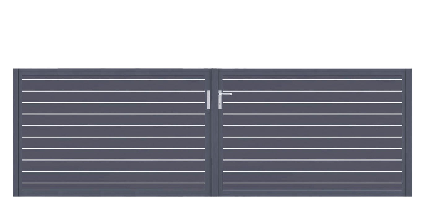 Aluminium Doppeltor Vidal Line 100 - Höhe 120cm, Breite 378cm (Teilung symmetrisch 189+189cm) inkl. Torpfosten – Bild 1