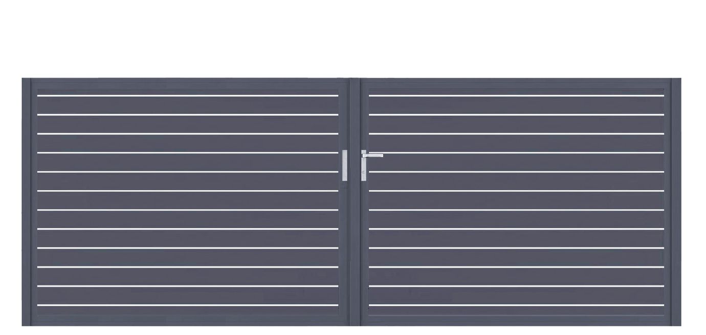 Aluminium Doppeltor Vidal Line 100 - Höhe 140cm, Breite 378cm (Teilung symmetrisch 189+189cm) inkl. Torpfosten – Bild 1