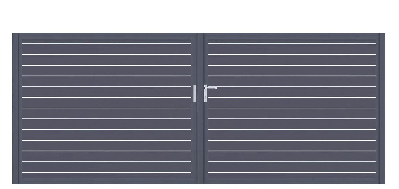 Aluminium Doppeltor Vidal Line 100 - Höhe 160cm, Breite 378cm (Teilung symmetrisch 189+189cm) inkl. Torpfosten – Bild 1