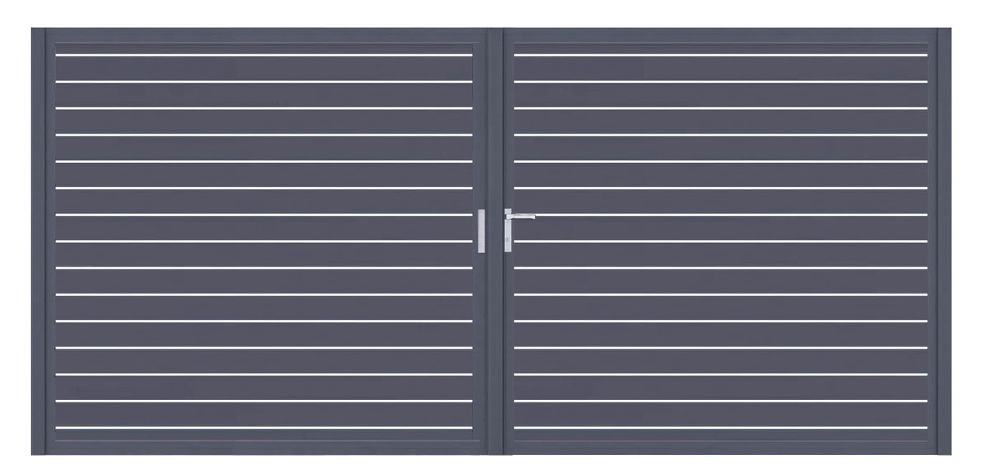 Aluminium Doppeltor Vidal Line 100 - Höhe 180cm, Breite 378cm (Teilung symmetrisch 189+189cm) inkl. Torpfosten – Bild 1
