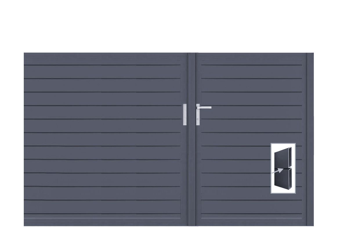 Aluminium Doppeltor Vidal Pure - Höhe 140cm, Breite 233cm (Teilung asymmetrisch 102+131cm) inkl. Torpfosten – Bild 1