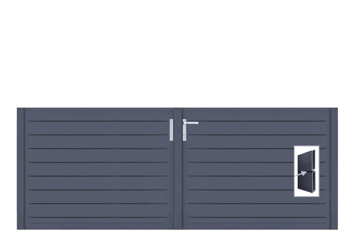 Aluminium Doppeltor Vidal Pure - Höhe 100cm, Breite 262cm (Teilung symmetrisch 131+131cm) inkl. Torpfosten – Bild 1