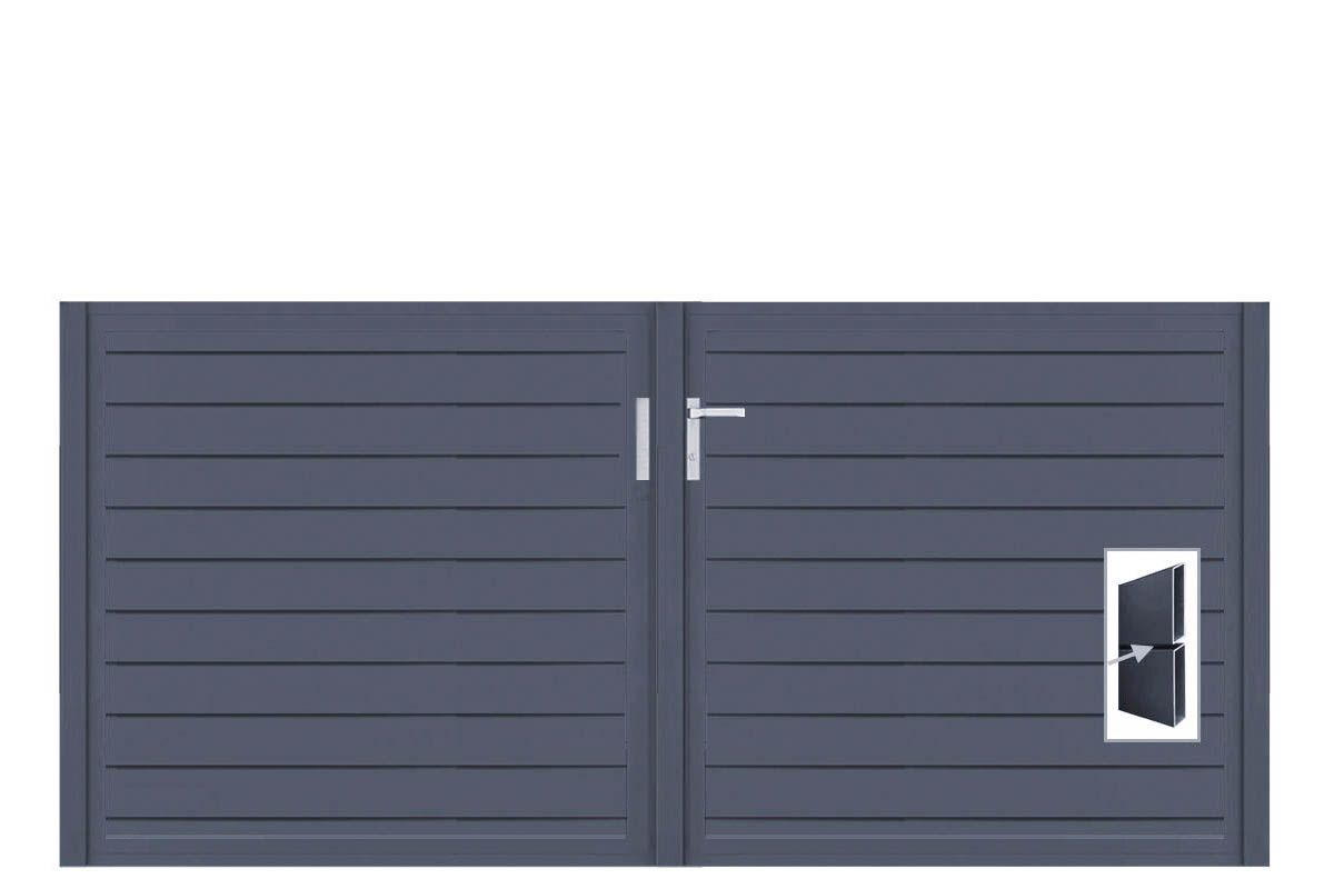 Aluminium Doppeltor Vidal Pure - Höhe 120cm, Breite 262cm (Teilung symmetrisch 131+131cm) inkl. Torpfosten – Bild 1