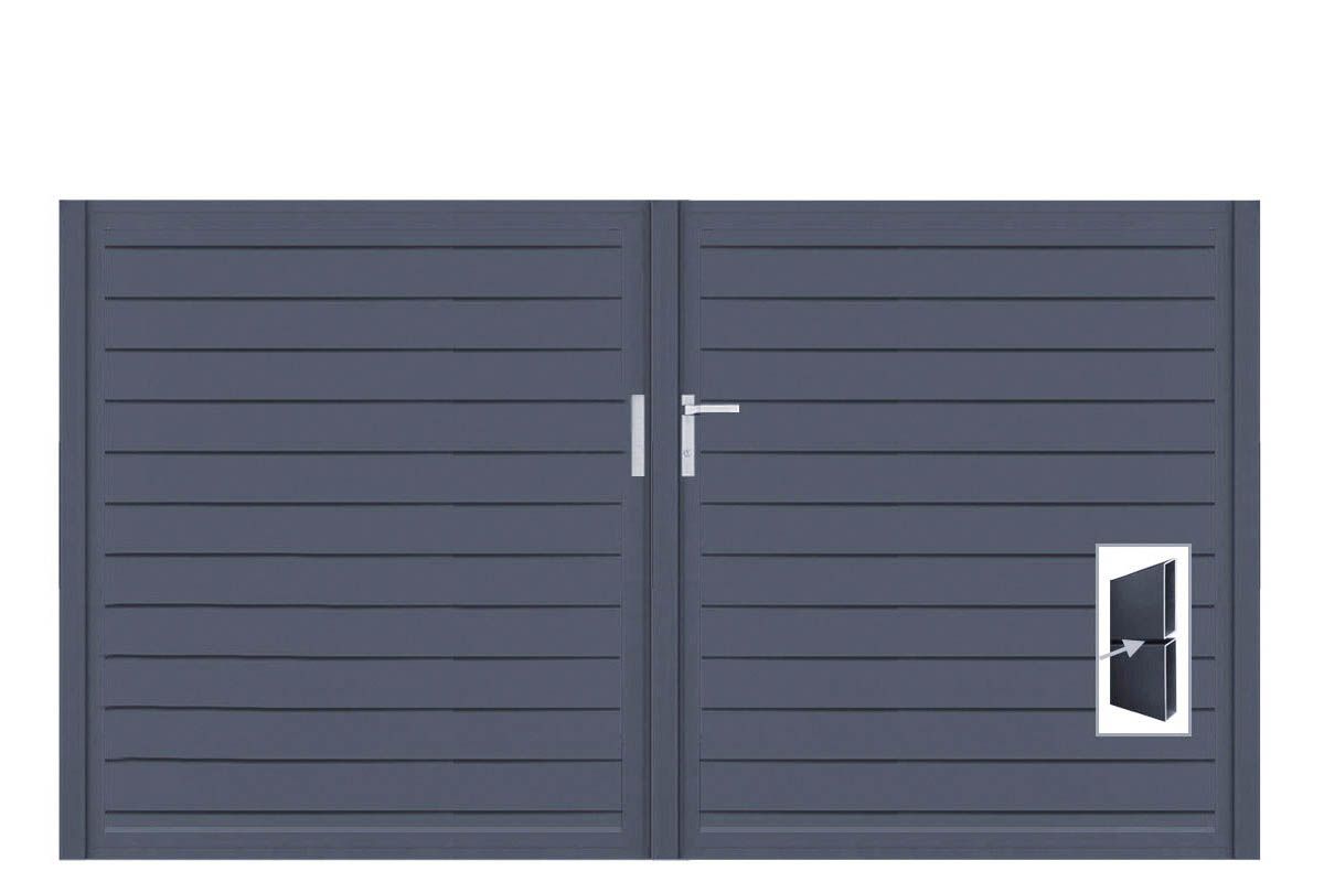 Aluminium Doppeltor Vidal Pure - Höhe 140cm, Breite 262cm (Teilung symmetrisch 131+131cm) inkl. Torpfosten – Bild 1