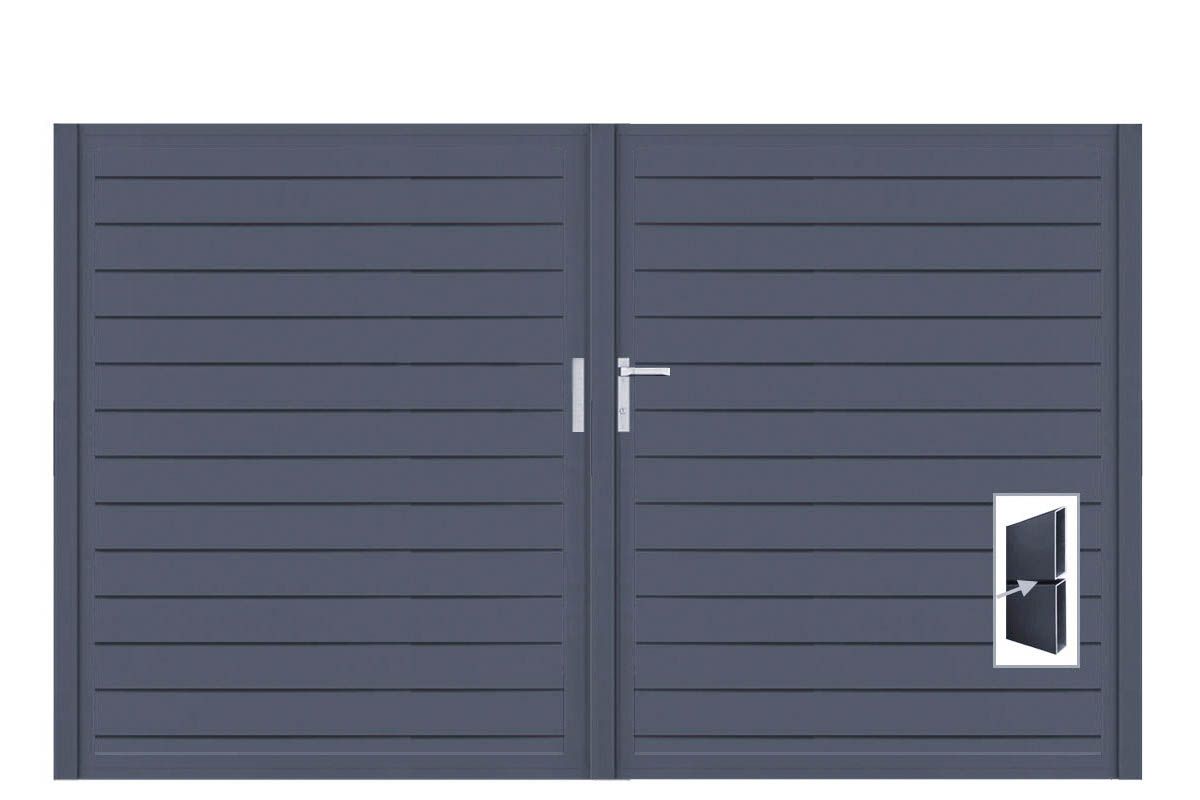 Aluminium Doppeltor Vidal Pure - Höhe 160cm, Breite 262cm (Teilung symmetrisch 131+131cm) inkl. Torpfosten – Bild 1
