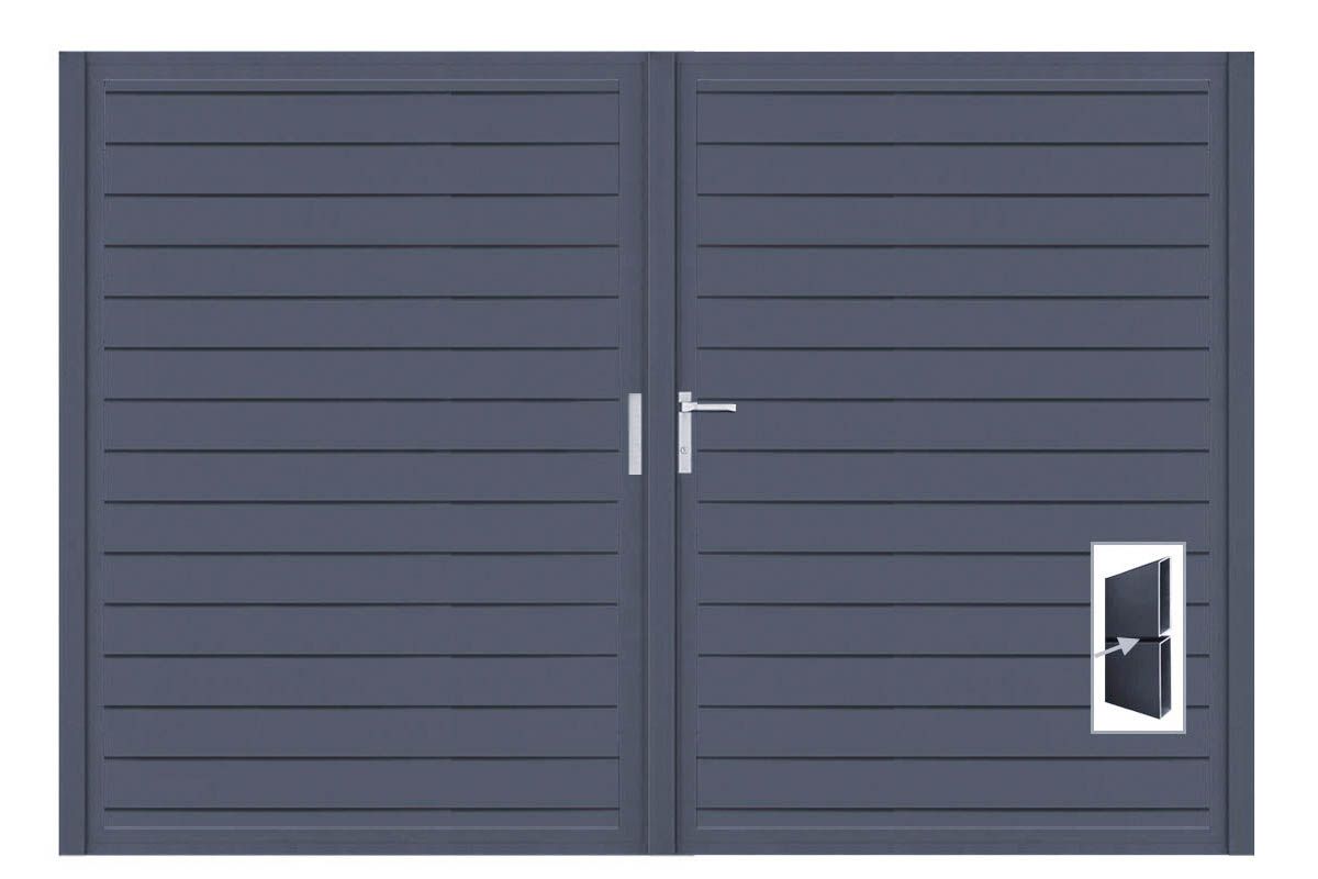 Aluminium Doppeltor Vidal Pure - Höhe 180cm, Breite 262cm (Teilung symmetrisch 131+131cm) inkl. Torpfosten – Bild 1