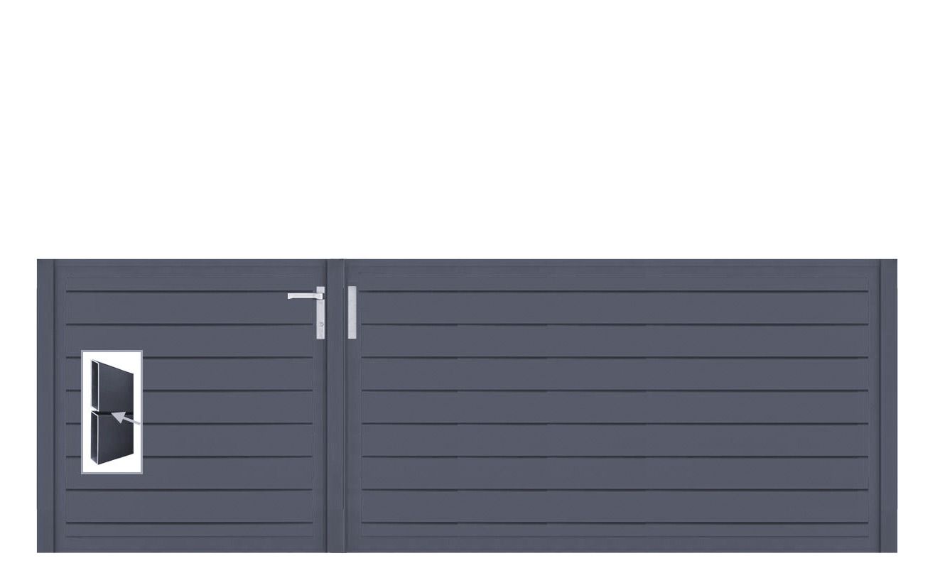 Aluminium Doppeltor Vidal Pure - Höhe 100cm, Breite 291cm (Teilung asymmetrisch 102+189cm) inkl. Torpfosten – Bild 1