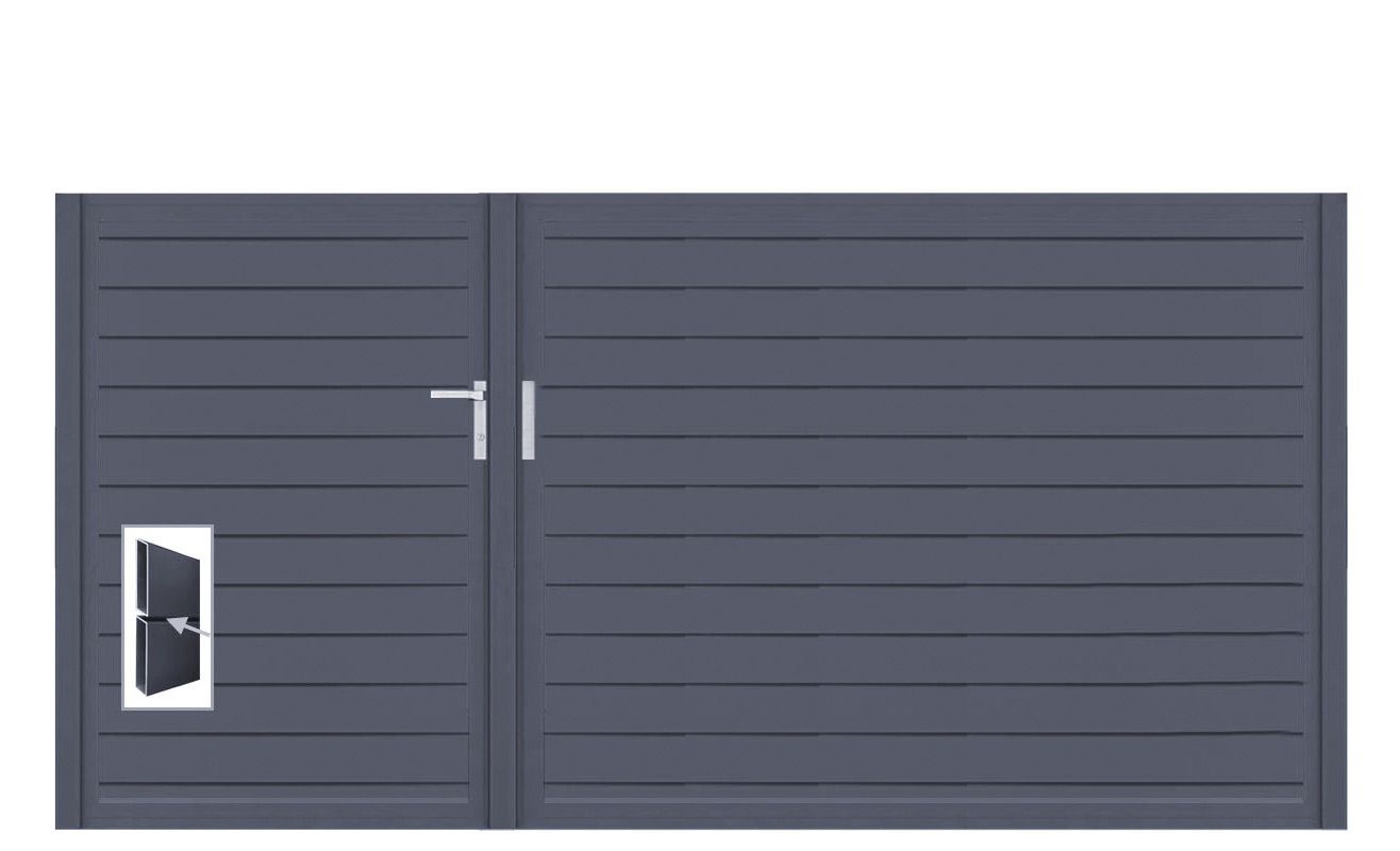Aluminium Doppeltor Vidal Pure - Höhe 140cm, Breite 291cm (Teilung asymmetrisch 102+189cm) inkl. Torpfosten – Bild 1