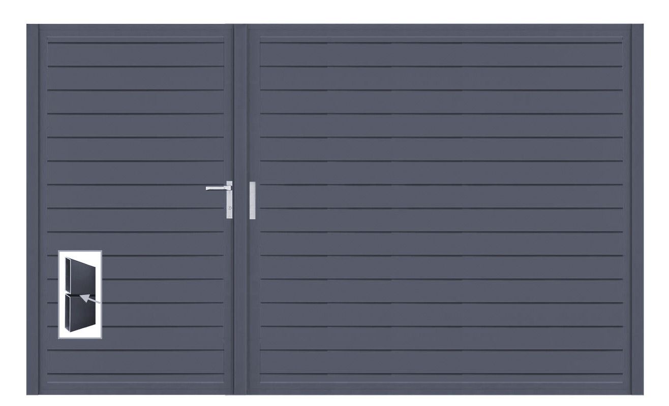 Aluminium Doppeltor Vidal Pure - Höhe 180cm, Breite 291cm (Teilung asymmetrisch 102+189cm) inkl. Torpfosten – Bild 1
