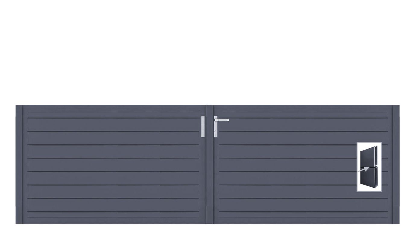 Aluminium Doppeltor Vidal Pure - Höhe 100cm, Breite 320cm (Teilung symmetrisch 160+160cm) inkl. Torpfosten – Bild 1