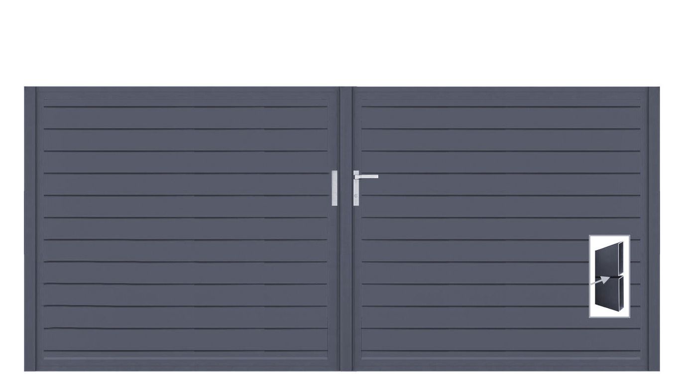 Aluminium Doppeltor Vidal Pure - Höhe 140cm, Breite 320cm (Teilung symmetrisch 160+160cm) inkl. Torpfosten – Bild 1