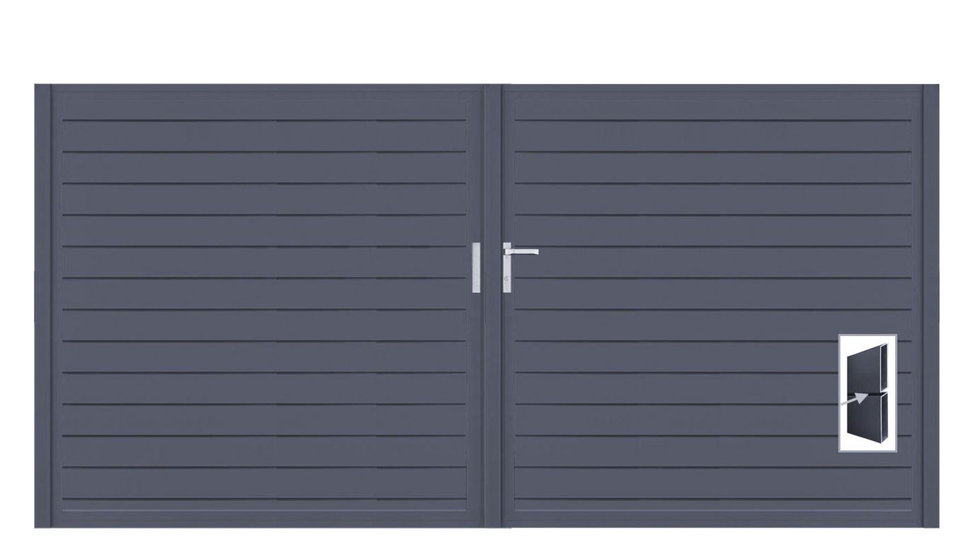 Aluminium Doppeltor Vidal Pure - Höhe 160cm, Breite 320cm (Teilung symmetrisch 160+160cm) inkl. Torpfosten – Bild 1