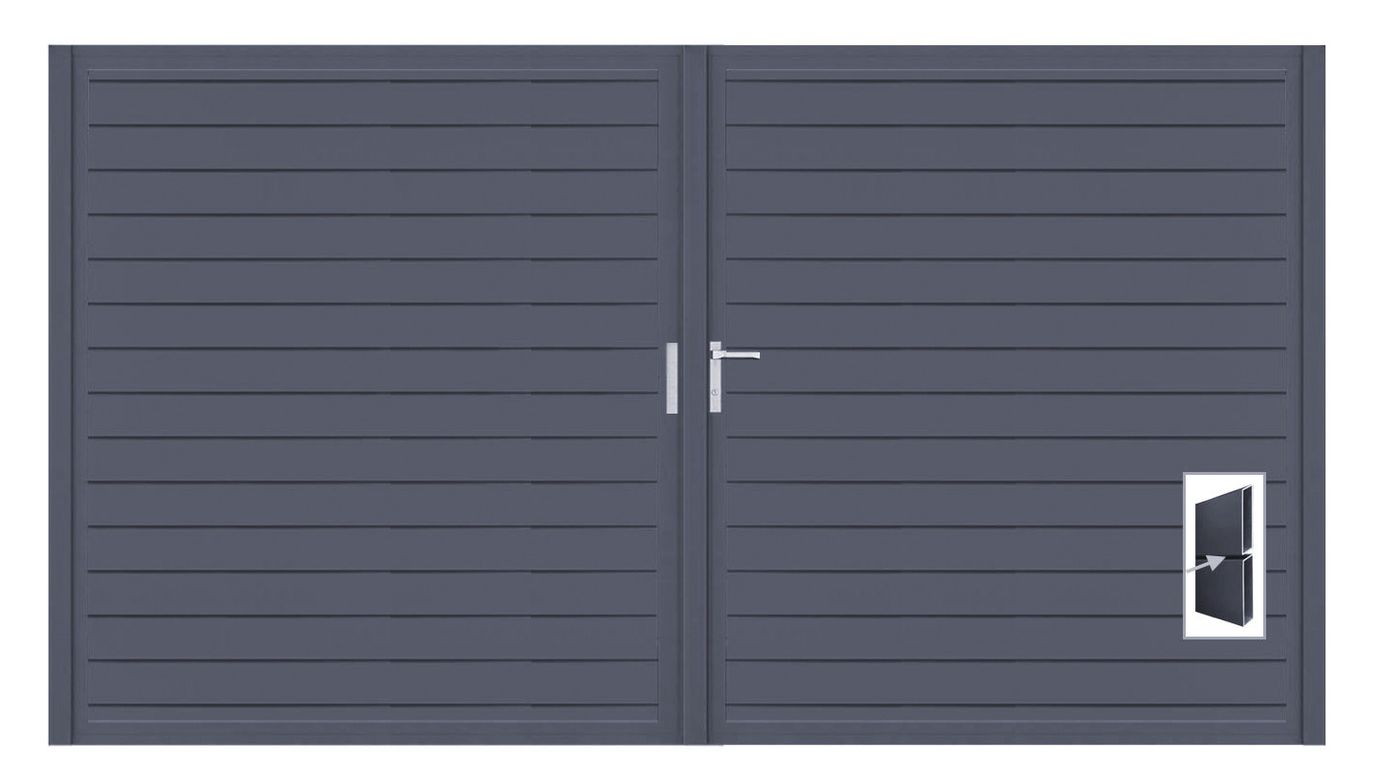 Aluminium Doppeltor Vidal Pure - Höhe 180cm, Breite 320cm (Teilung symmetrisch 160+160cm) inkl. Torpfosten – Bild 1