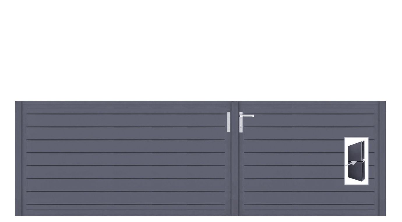 Aluminium Doppeltor Vidal Pure - Höhe 100cm, Breite 320cm (Teilung asymmetrisch 131+189cm) inkl. Torpfosten – Bild 1