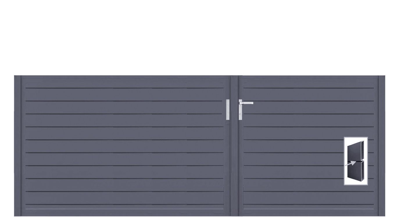 Aluminium Doppeltor Vidal Pure - Höhe 120cm, Breite 320cm (Teilung asymmetrisch 131+189cm) inkl. Torpfosten – Bild 1
