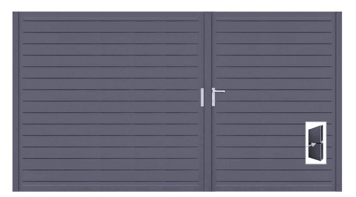 Aluminium Doppeltor Vidal Pure - Höhe 180cm, Breite 320cm (Teilung asymmetrisch 131+189cm) inkl. Torpfosten – Bild 1
